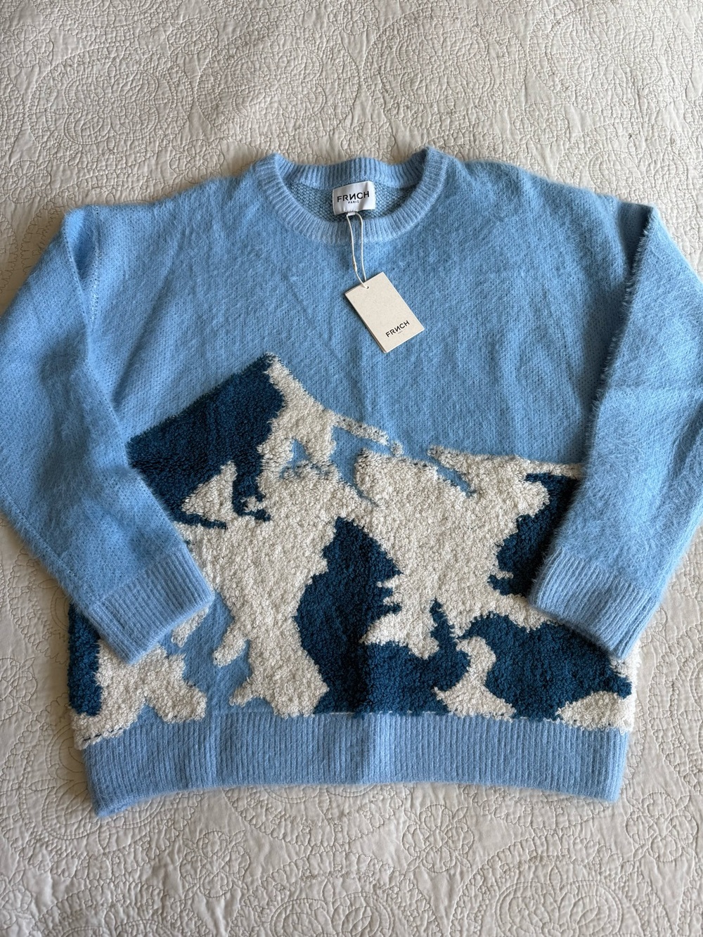 FRNCH Nordstrom crewneck blue mountain peak sweater